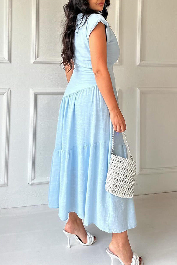 Cotton Pleated Solid Color Dress