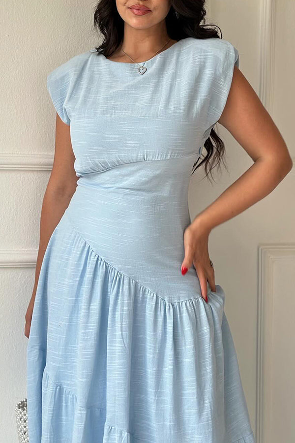 Cotton Pleated Solid Color Dress