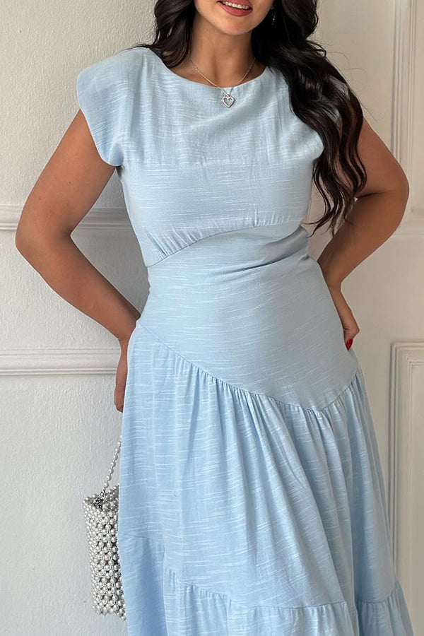 Cotton Pleated Solid Color Dress