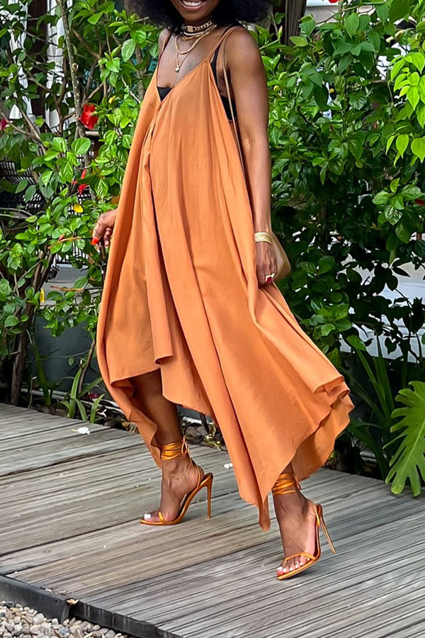 Stylish V-Neck Irregular Hem Dress