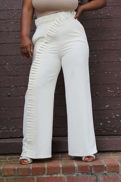 Stylish Asymmetric Pleated Trim Pants