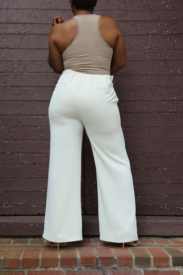 Stylish Asymmetric Pleated Trim Pants