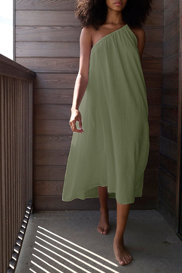 Casual Cozy One Shoulder Solid Dress