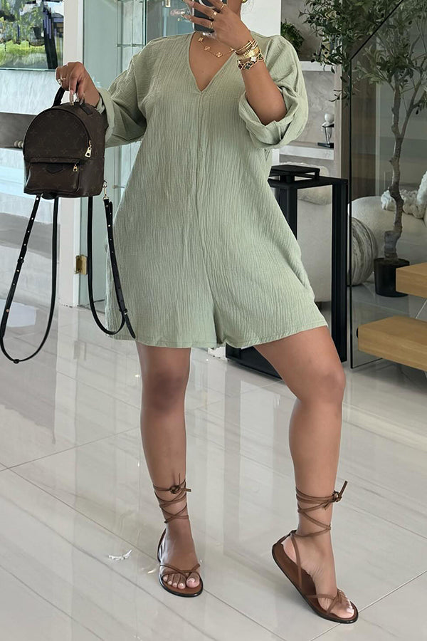 Casual V-Neck Batwing Sleeve Loose Romper