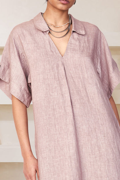 Cozy Loose Shirt Collar Solid Midi Dress