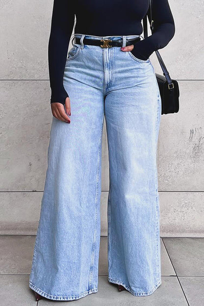 Classic Solid Wide Leg Jeans