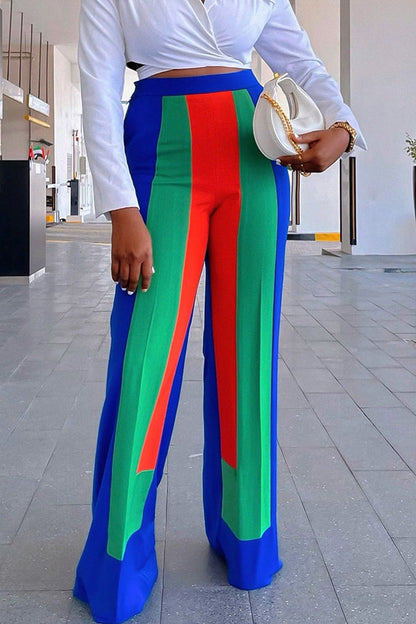 Stylish Colorblock High Waist Pants