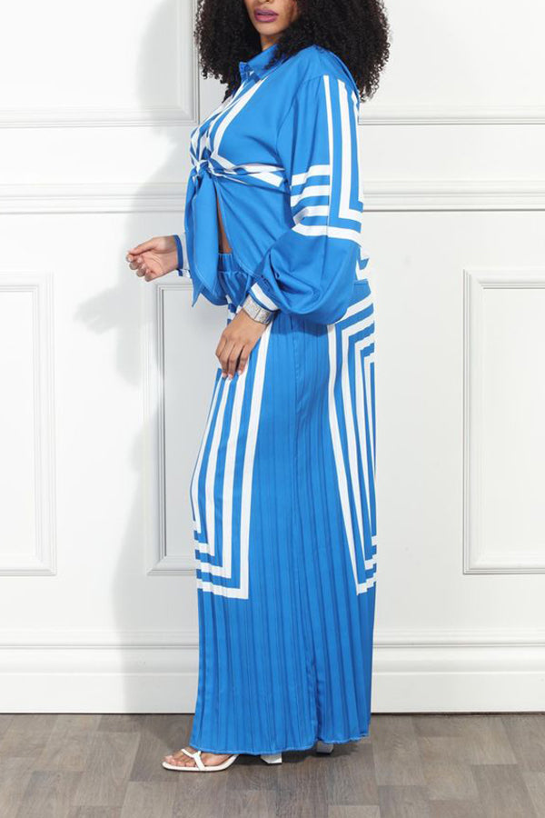 Stylish Figure Graphic Shirt & Pleated Pants Set