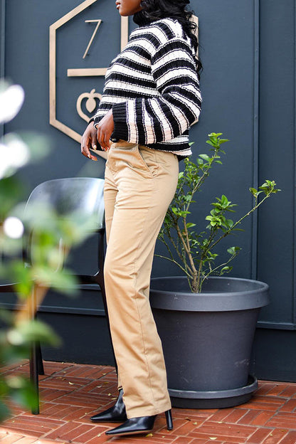 Chic Cozy Striped High Neck Sweater