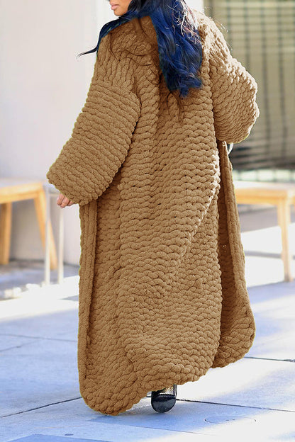 Casual Cozy Solid Cable Knit Cardigan