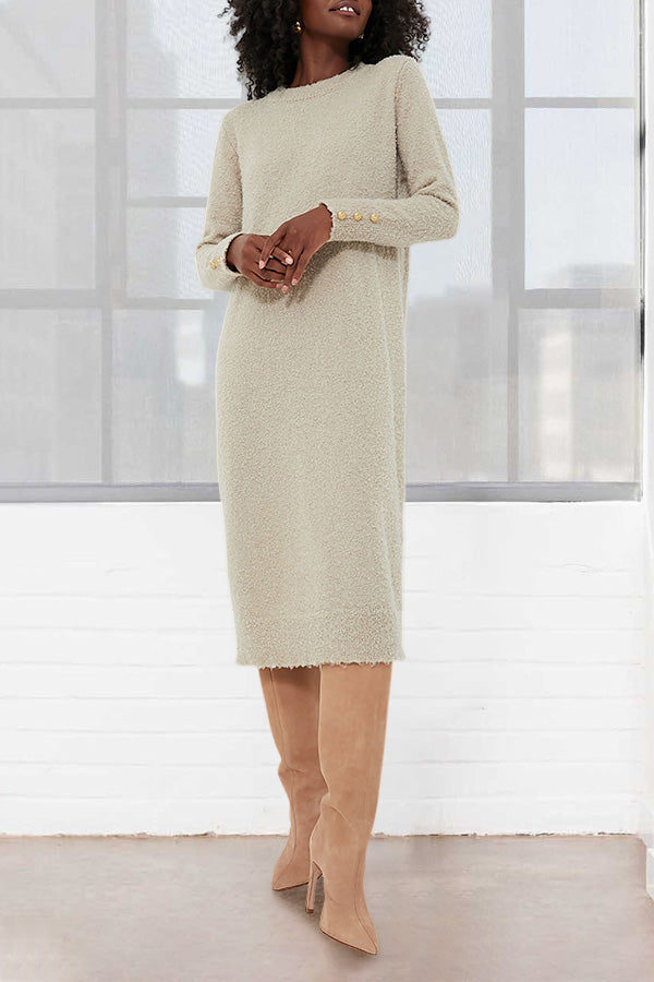 Chic Round Neck Solid Loose Knit Dress