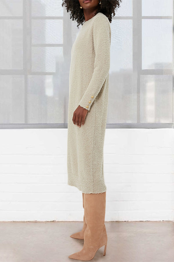 Chic Round Neck Solid Loose Knit Dress