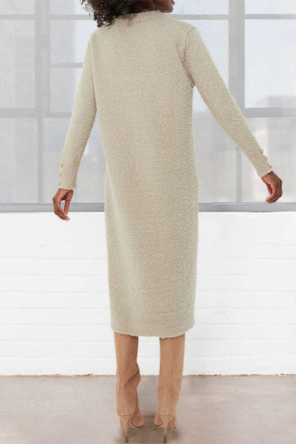 Chic Round Neck Solid Loose Knit Dress