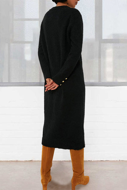 Chic Round Neck Solid Loose Knit Dress