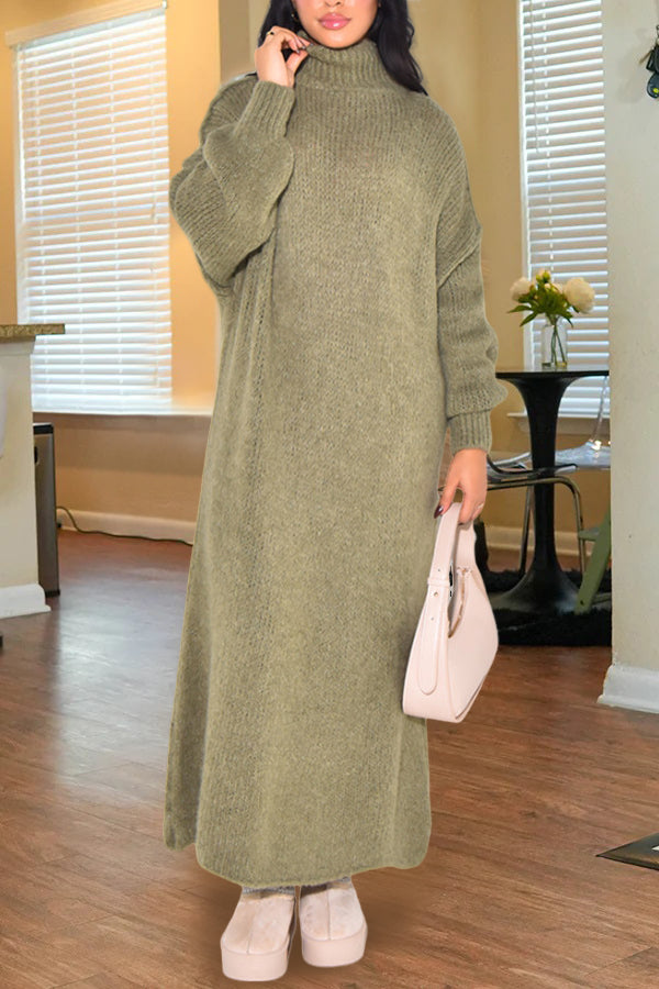 Casual Oversize High Neck Sweater Dress