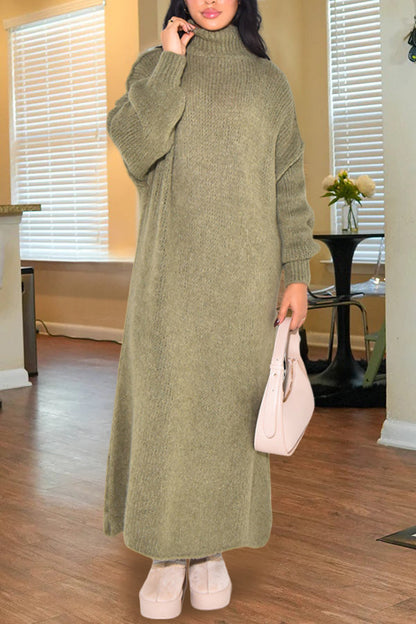 Casual Oversize High Neck Sweater Dress