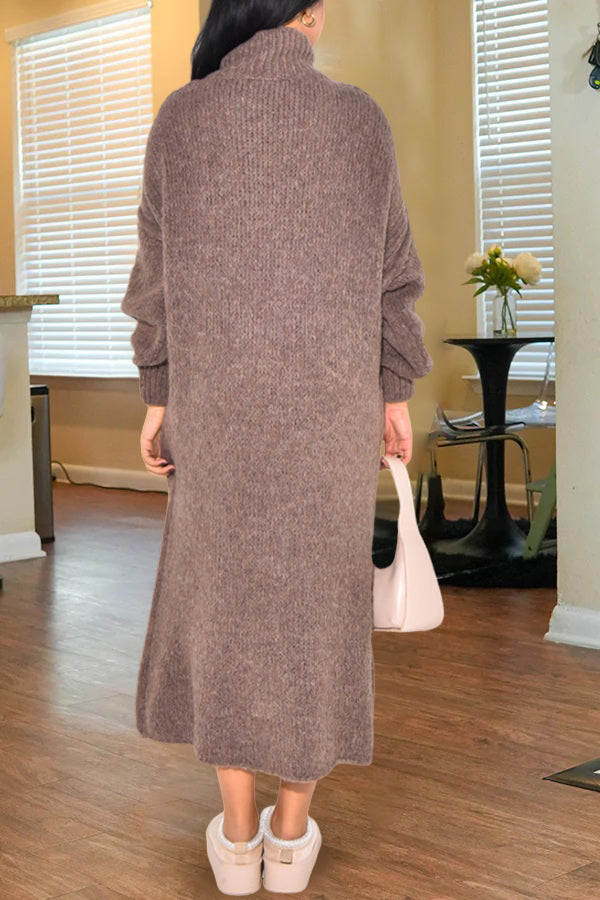 Casual Oversize High Neck Sweater Dress