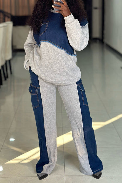 Lässiges Set aus Sweatshirt und Hose aus Denim