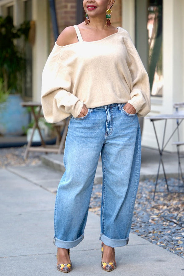 Classic Casual Solid Wide-leg Jeans