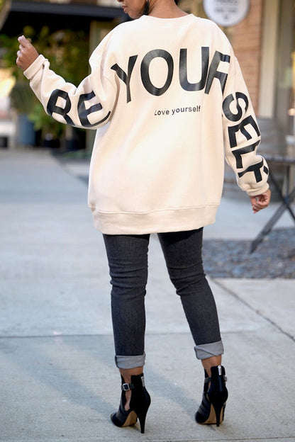 Casual Round Neck Letter Graphic Sweatshirt