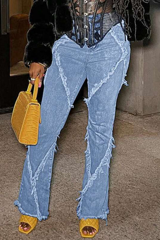 Casual Raw Trim Straight Leg Jeans