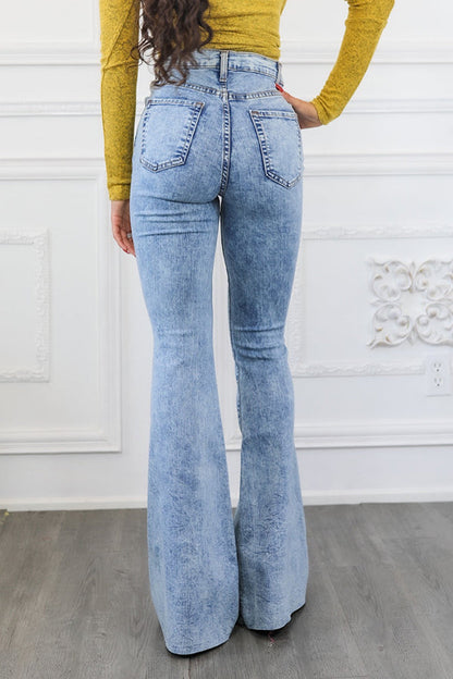 Classic Solid High Rise Flare Jeans