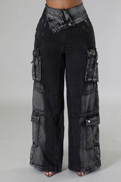 Stylish Three Dimensional Wide Leg Jeans