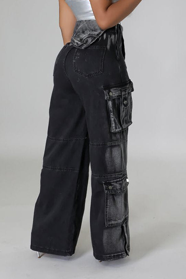 Stylish Three Dimensional Wide Leg Jeans