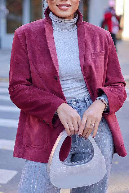 Stylish Casual Suede Lapel Neck Jacket