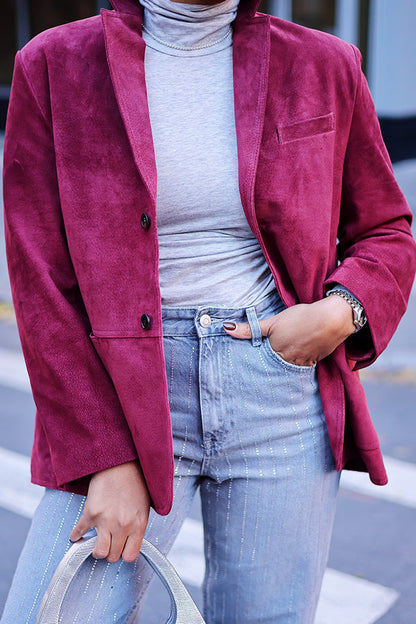 Stylish Casual Suede Lapel Neck Jacket