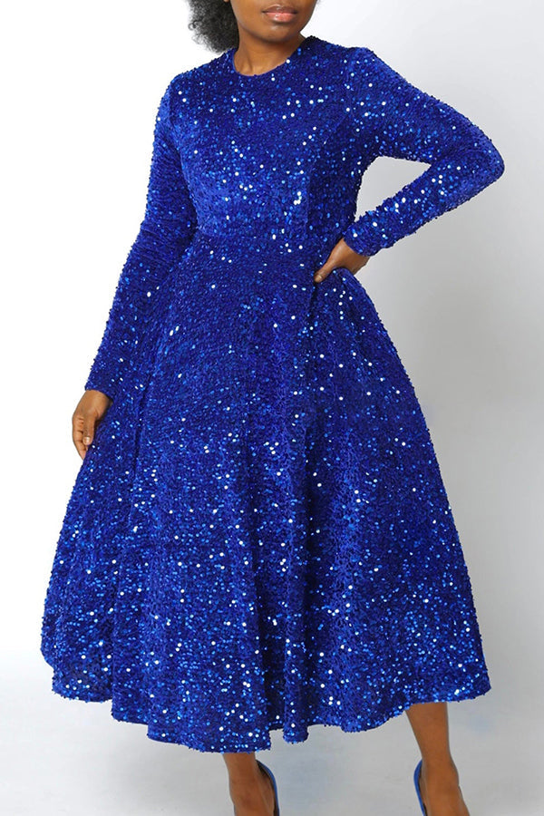 Sparkly Sequin A-line Evening Dress