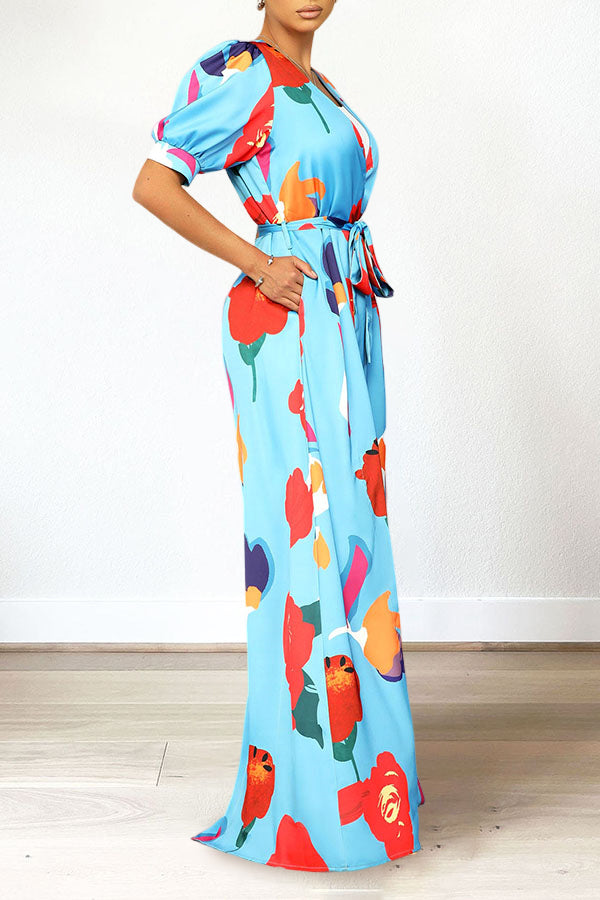 Stylish Multi Print Belted Jumpsuit