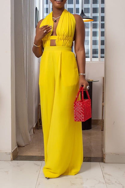 Charming Halter Backless Wide Leg Jumpsuit