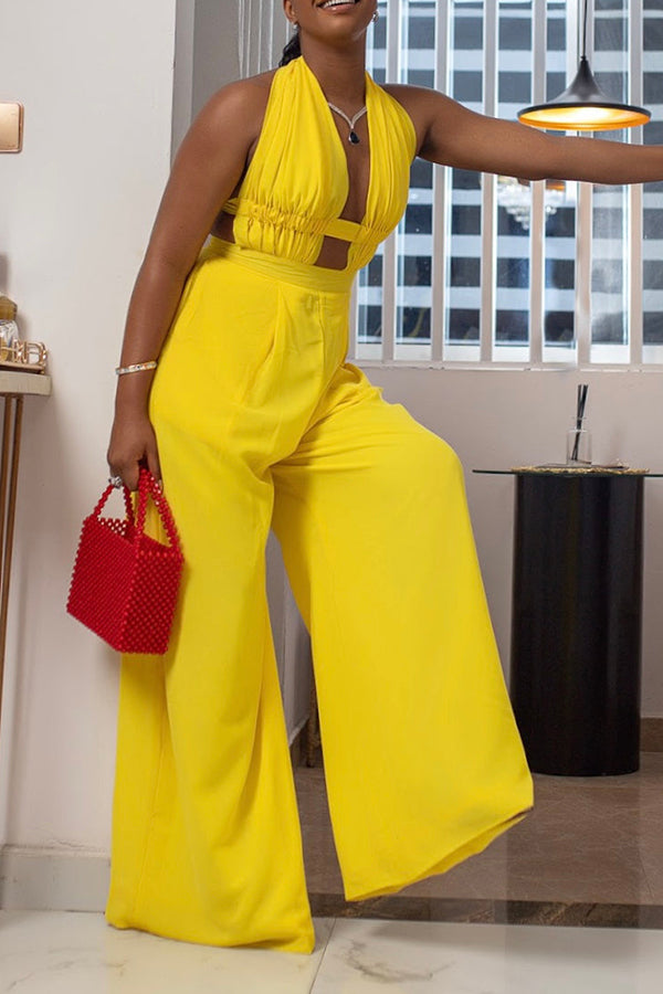 Charming Halter Backless Wide Leg Jumpsuit