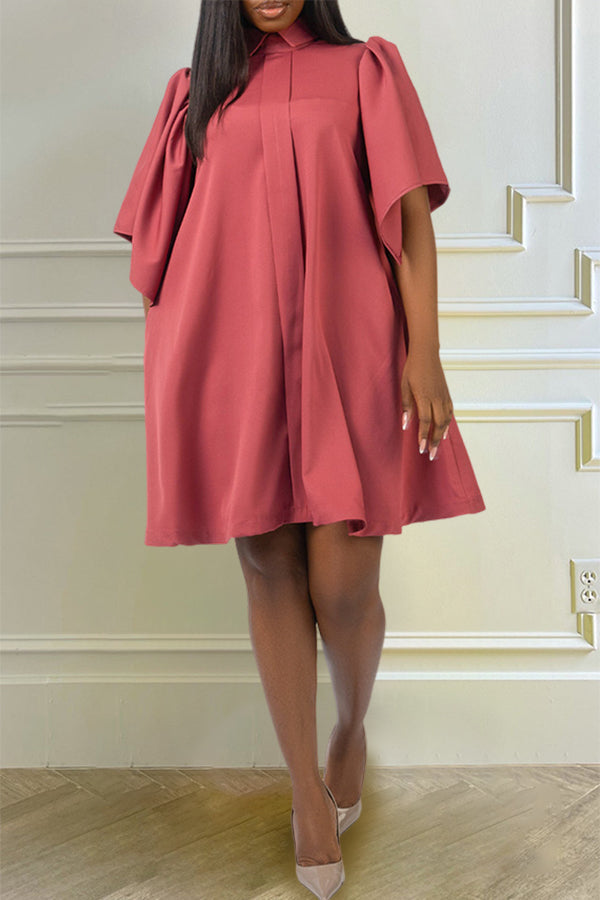 Chic Flutter Sleeve Pockets Dress