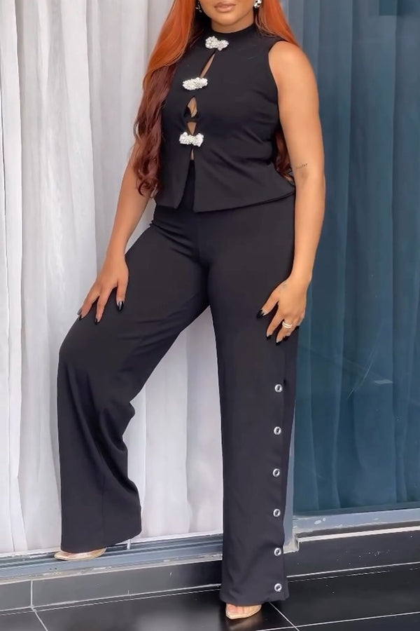 Stylish Cutout Front Top & Pants Set