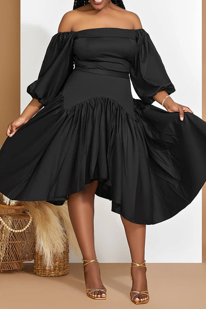 Glamorous Off Shoulder Asymmetrical Hem Dress