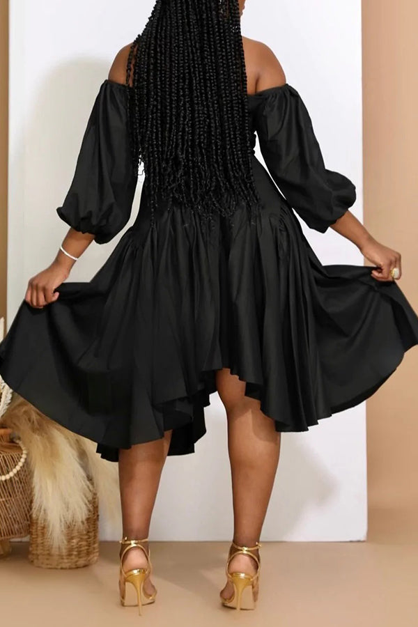 Glamorous Off Shoulder Asymmetrical Hem Dress