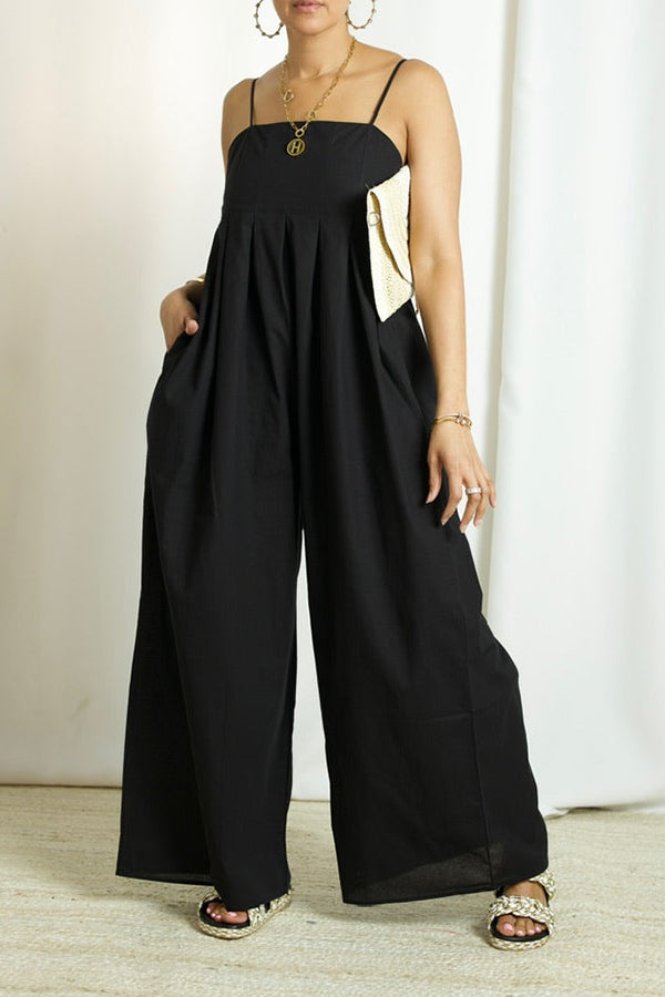 Stylish Pleated Wide Leg Jumpsuit