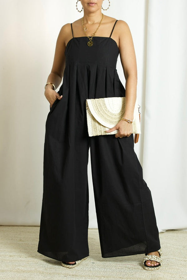 Stylish Pleated Wide Leg Jumpsuit