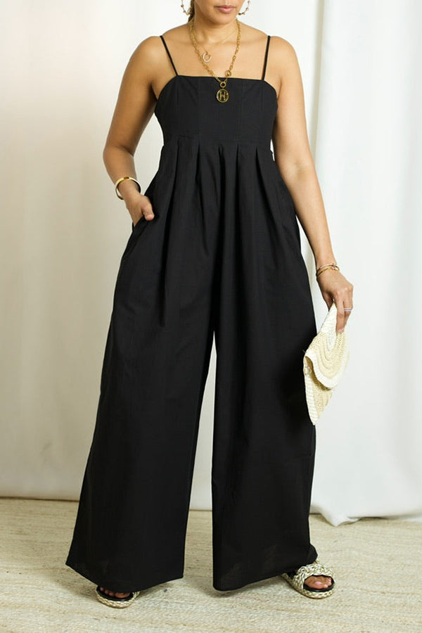 Stylish Pleated Wide Leg Jumpsuit