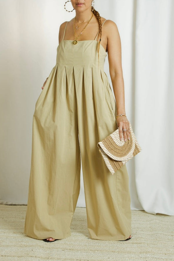 Stylish Pleated Wide Leg Jumpsuit