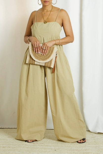 Stylish Pleated Wide Leg Jumpsuit