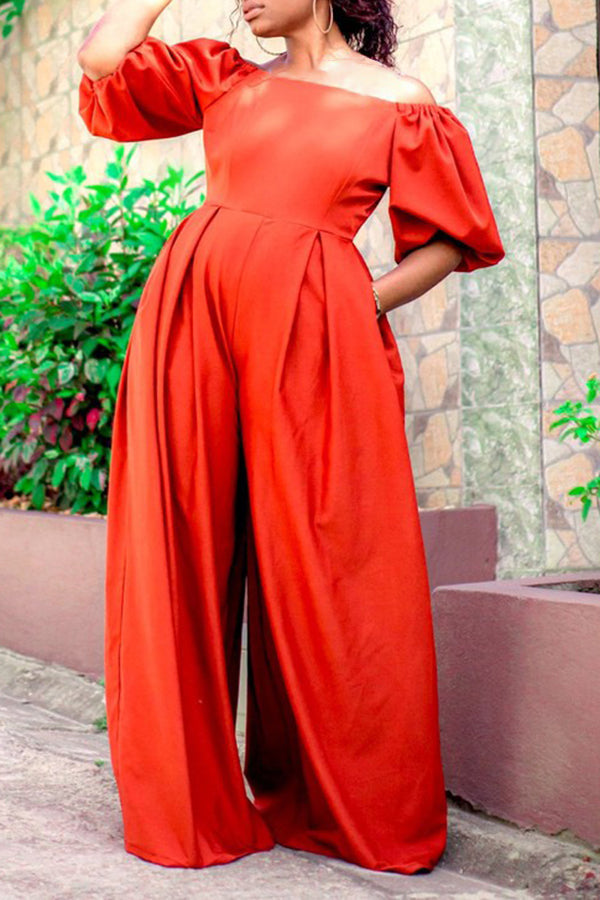 Stylish Off Shoulder Wide Leg Jumpsuit