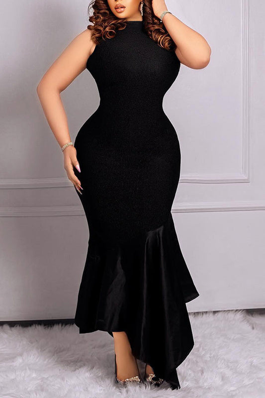 Elegant Asymmetrical Hem Bodycon Dress