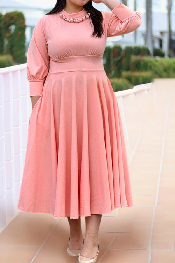 Elegant 3/4 Lenght Sleeve Midi Dress