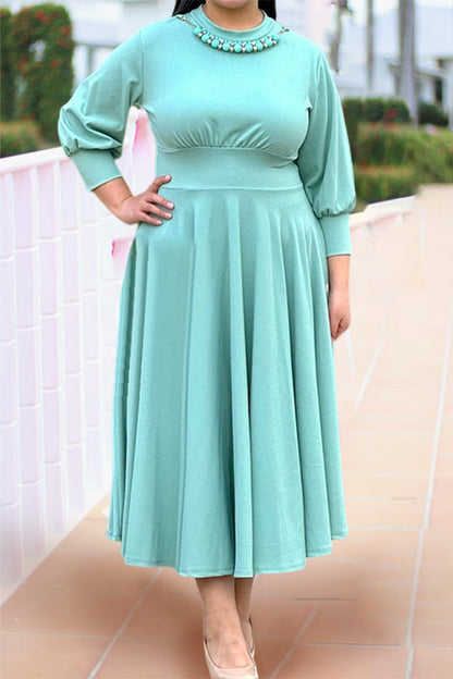 Elegant 3/4 Lenght Sleeve Midi Dress