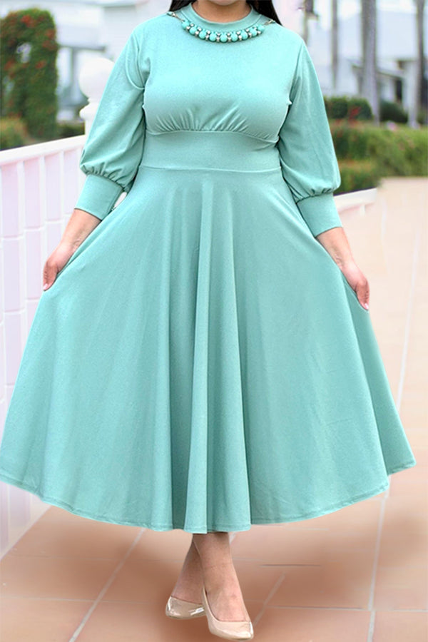 Elegant 3/4 Lenght Sleeve Midi Dress