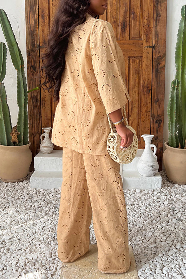 Casual Embroidered Shirt & Pants Set