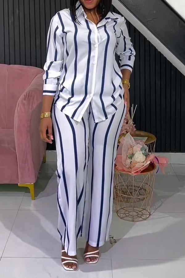 Fashion Striped Shirt & Pants Set